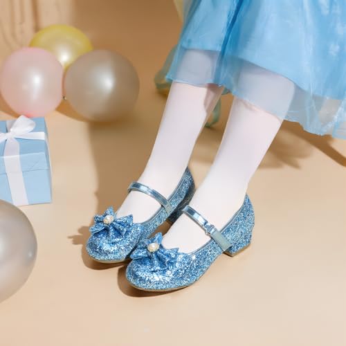 Image of DREAM PAIRS Girls Dress Shoes Princess Shoes for Toddler Little Girl Mary Jane Low Heels Glitter Flower Party Wedding Footwear