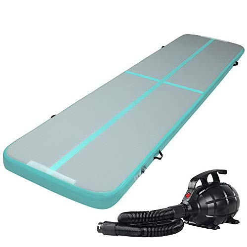 Everfit 4x1m Air Track Gymnastics Tumbling Mat Exercise Cheerleading Inflatable with Electric Pump for Home Use/Gym/Training/Mint Green Yoga Airtrack Equipment 10cm Thickness