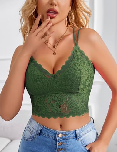 Image of Avidlove Lace Bralette for Women V Neck Camisoles Racerback Adjustable Strap Sexy Crop Tops
