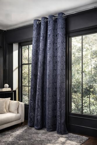 Image of Grey Velvet Blackout Curtain for Door & Window, 8 Feet Long, 70% Room Darkening, Thermal Insulated Heavy Drape, Soft Velvet Fabric, Set of 2 (2 Panels, 243 * 121cm, Grey)