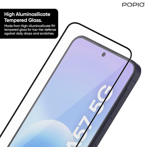 Image of POPIO Military-Grade Gorilla Tempered Glass For Samsung Galaxy A57 | 9H Hardness, Edge-to-Edge, Bubble-Free
