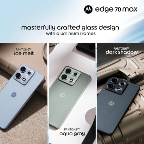 Image of Motorola Edge 70 Max (Pantone Aqua Gray, 8GB RAM, 256GB Storage) | Snapdragon 8 Gen 5 Processor | 50MP + 8MP Dual Camera | 32MP Selfie Camera | 7100mAh Battery |