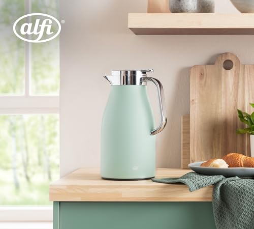 alfi SKYLINE 1,0l, pastell mint, Edelstahl-Isolierkanne mit hygienischem Hartglaseinsatz, Drehverschluss mit bequemer Drucktaste, ergonomischer Griff, ideal als Kaffeekanne, Teekanne, BPA-frei 2