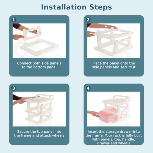 Image of 2 Tier Plastic Storage Drawer /Spacious Organizer with Handle| Modular Storage Rack for Home /Kitchen /Office | Black