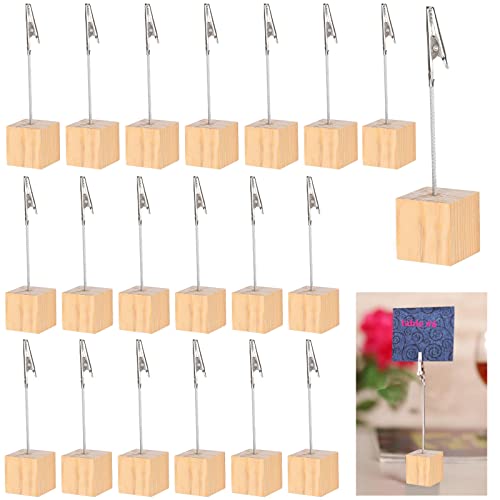 Porte Clip Mémo, 20 Supports à Clip en Bois Pour Carte de Table, Porte Photo Avec Clips, Porte...