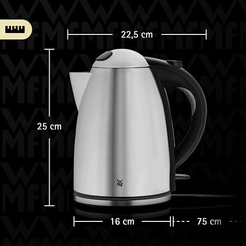 WMF Stelio Wasserkocher Edelstahl 1,7l, elektrischer Wasserkocher mit Kalkfilter, 2400 W, Wasserstandanzeige beleuchtet, Überhitzungsschutz, edelstahl matt silber – Bild 5
