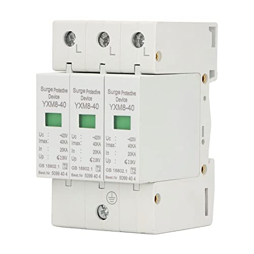 Supresores de Voltaje Transitorio 3P Protector 3P 40KA 420V Protector de Pararrayos de Voltaje, Dispositivo Protector de PC Retardante de Llama para Casa