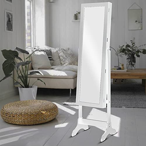 Uten-Lockable-Jewelry-Armoire-Large-Jewelry-Cabinet-with-Standing-Mirror-Jewelry-Holder-Organizer-Storage-4-Angle-Adjustable-White