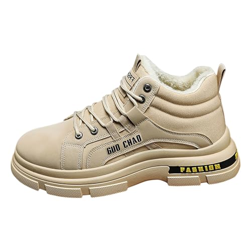 Snow Boots for Men Waterproof Furry Lined Warm Winter Boots Lace Up Cold Weather Anti-Slip Ankle Boots Slip on Athletic Lightweight Hiking Shoes