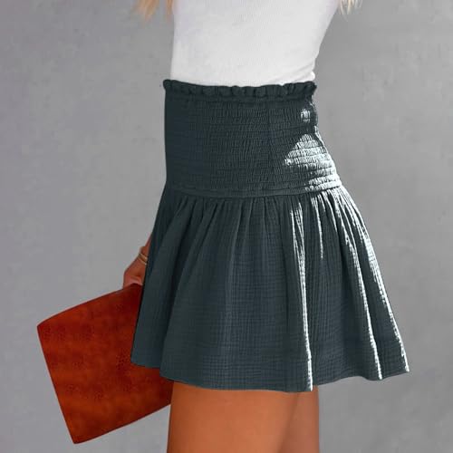 Flowy Linen Shorts for Women Trendy Smocked High Waisted Wide Leg Bermuda Shorts Casual Baggy Beach Linen Capri Pants2