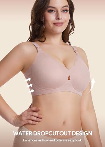 Image of HBselect Nursing Bras for Breastfeeding 3 Pack Women Maternity Jelly Bras | Wireless Classic Jelly Support Nursing Bra, Seamless Scalloped Maternity Bras, Comfort Pregnancy Sleep Bralette with Extender