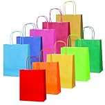 Thepaperbagstore 10 Rainbow Small Paper Bags with Twist Handles -18x22x8cm - Colourful Paper Gift Bags for Kids and Adults Parties, Birthdays, Weddings, Baby Showers, Hen Parties and Sweets