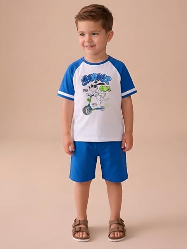 Image of POLKA TOTS 100% Pure Cotton T-Shirt and Shorts Combo For Boys | Summer Dress & Beach Wear for Boys and Toddlers | Breathable Premium Fabric Co-Ord Set Kids | Relaxed Fit Casual Summer Outfit for Kids