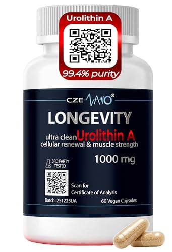 Urolithin A 1000 mg – 60 Vegan Capsules | 99%+ Pure Urolithin A Supplement | Third‑Party Tested | COA Available | Cellular Energy & Mitochondrial Support.