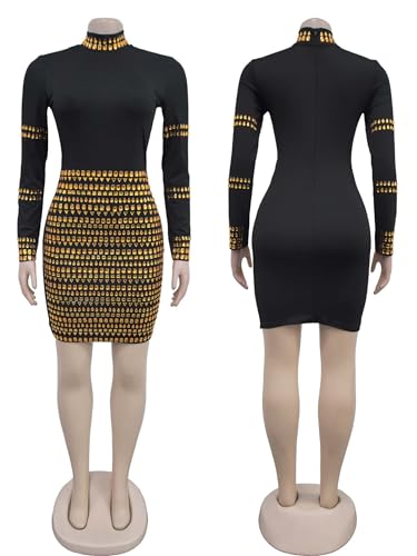 Image of Figdaw Sparkling Rhinestone Bodycon Dress for Women Special Occasions,Night Out