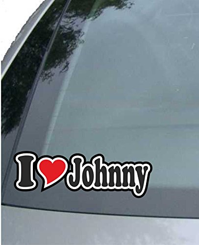 JINTORA - Voiture Autocollant I Love Heart - J'aime de Coeur 15 cm - I Love Johnny - Camion fenêtre portatif - Sticker avec Le nom de l'homme Femme Enfant