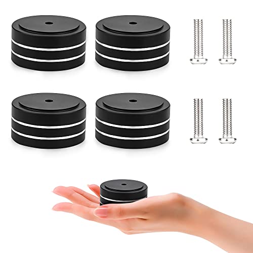 Pies de aislamiento de audio para altavoces y reproductores de CD aluminio negro juego de 4