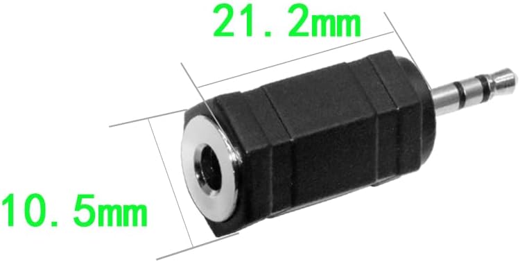 2.5mm to 3.5mm Audio Adapter, Female to Male Stereo Connector, 3-Pack, Black