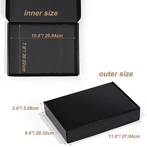 Image of ZBEIVAN 11x8x2 Black Shipping Boxes, 20 Packs Corrugated Cardboard Literature Mailer Boxes for Packaging Small Business Mailing Gifts Wrap Boxes with Lids