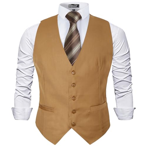 Image of Alizeal Mens Classic Solid Suit Vest Regular Fit Tuxedo Waistcoat | Classic for Wedding Business Daily Wear Wedding