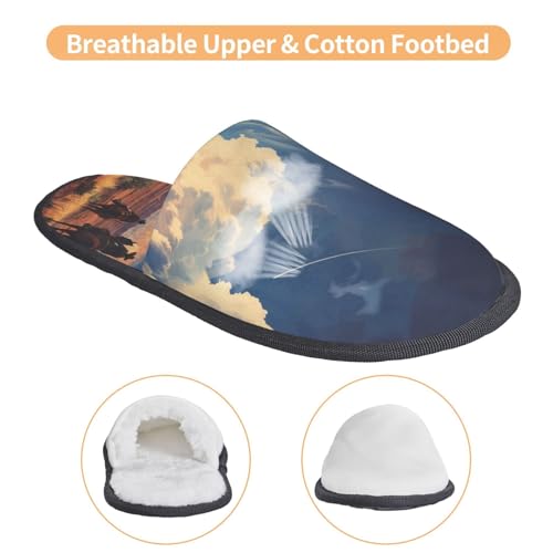 Western Desert Cloud Cowboy Print Women Slippers Home Furry Shoes Keep Men Couples Shoes Warm For Women-4