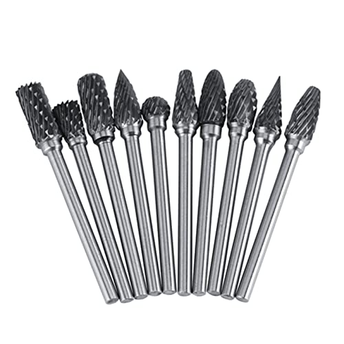Set de 10 fresas rotativas de carburo doble corte miniatura 7