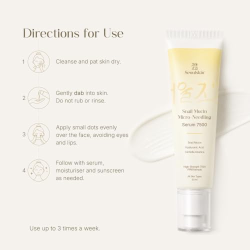 Image of Seoulskin Snail Mucin Micro-needling Serum 7500 PPM - Powerful Hydration with Hyaluronic Acid & Centella Asiatica - Accelerated Rejuvenation, Cruelty-Free & Non-Comedogenic for All Skin Types