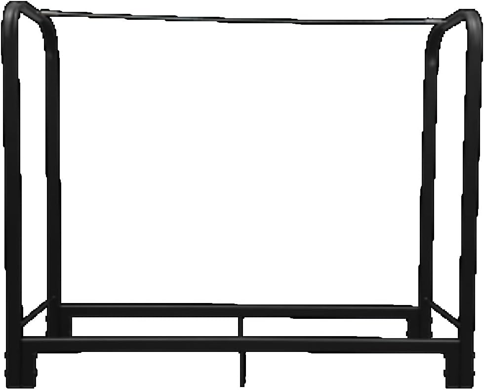 4ft Heavy Duty Log Rack, Firewood Rack, Metal Wood Stacking Storage Stacker for Indoor and Outdoor Fireplaces, Matte Black