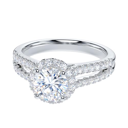 THELANDA 1CT Round Brilliant Cut Engagement Ring