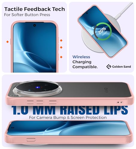 Image of Golden Sand for Vivo X300 Pro 5G - Rugged Frosted Semi Transparent PC Shock Proof Slim Back Case for Vivo X300 Pro, Dune Pink