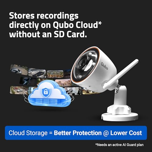 Image of Qubo Smart Bullet Cam Pro 4MP [2026 Edition] by Hero Group | STQC Certified | AI Person Detection | Intruder Alarm | Color Night Vision | App Control | Records Directly on Cloud | No SD Card Required