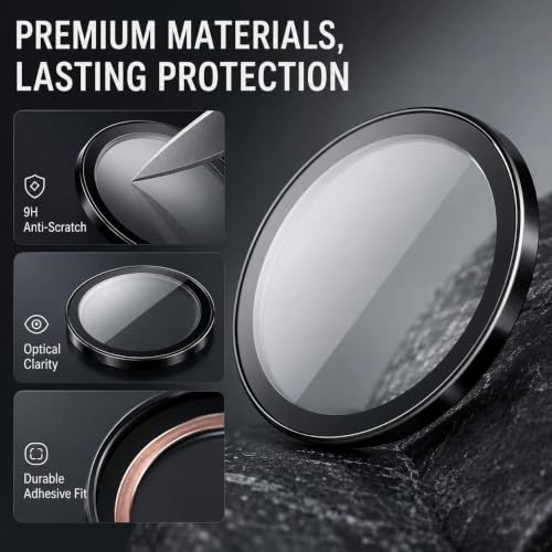 Image of Car Camera Lens Protector Cover, 2 Pack 9H Acrylic Guard with 3M Adhesive, Waterproof Anti Scratch Anti Fog Ring for Reverse Side 360 Parking Cameras