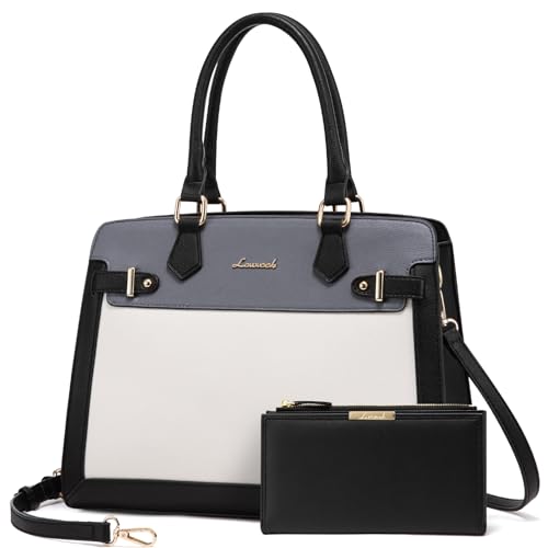 Image of LOVEVOOK Purses and Handbags for Women, Tote Shoulder Bag Satchel Black Purse and PU Leather Top Handle for ladies