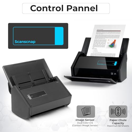 Image of IX500 Scansnap Receipt Scanner - 1 Year Warranty, USB High Speed Cloud Enabled Document & Photo Scanner for Mac & PC - ADF with Duplex Scanning w / 16V, USB 3.0 Cable, Cloth (Renewed)