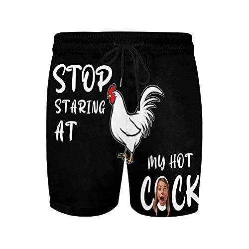 Custom Funny Swim Shorts with Faces Customized Gifts Mens Swim Trunks Wife Girlfriend Photos Beach Board Short for Men