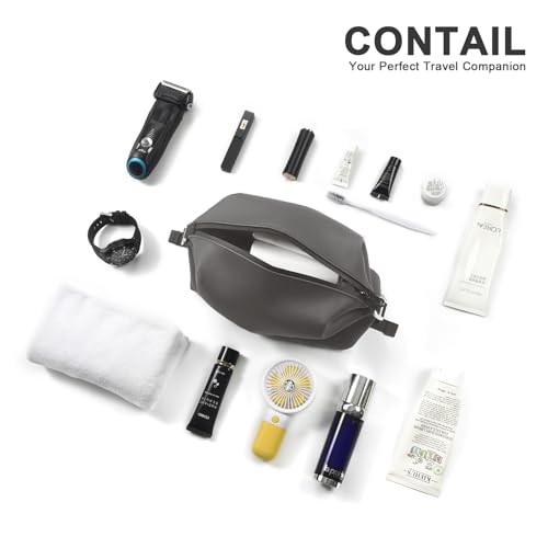 CONTAIL 6.5" 3L Silicone Toiletry Bag with 3 Mesh Pocket,Water-resistant Mens Dopp Kit,Foldable Shaving Bag for Toiletries Accessories,Grey3