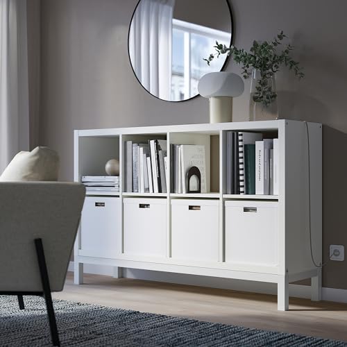 Meuble KALLAX blanc avec sous-cadre 147x94 cm étagère anti-poussière facile à nettoyer