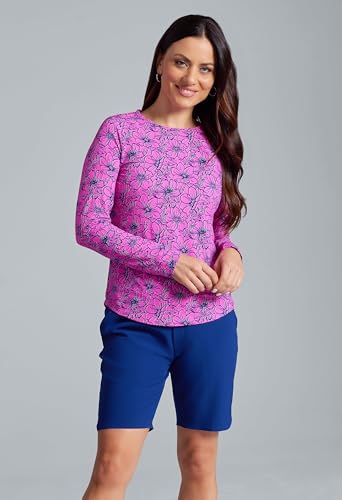IBKUL Athleisure Wear Sun Protective UPF 50+ Icefil Cooling Diana Print Long Sleeve Crew Neck - 129302