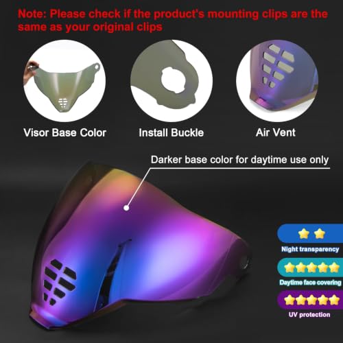 Image of PSLER IC-06 visor- Icon Airflite Face Shield Motorcycle Helmet Visor Accessories Replacement for Icon Airflite IC-06,Deep Purple