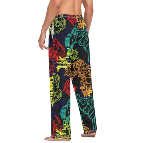 Video Game Controller Pajama Pants Game Console Men's Pajama Bottoms Lounge Sleepwear PJs Lightweight Sleep Pants L4