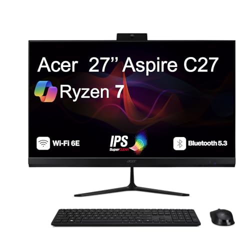 Image of Acer Aspire C27 Professional All-in-One 27 inch IPS FHD Display (AMD Ryzen 7 5825U, 64GB DDR4, 2TB PCIe SSD, AMD Radeon, WiFi 6E, Webcam, Bluetooth 5.3, Win 11 Pro)