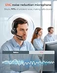 TECKNET Bluetooth Headset, Wireless Headset with AI Noise Cancelling Microphone, Bluetooth V6.0 & Dongle Dual Connection, Headphones with Charge Stand & Multifunction Button for Laptop/PC/Phones