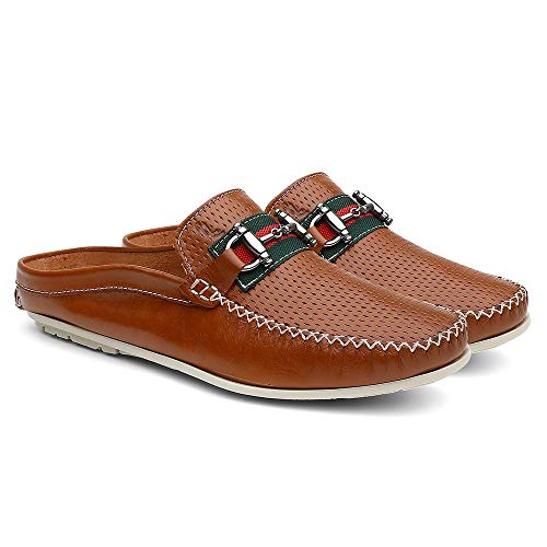 Mule Masculino Em Couro Mocassim Sem Calcanhar - Caramelo/39