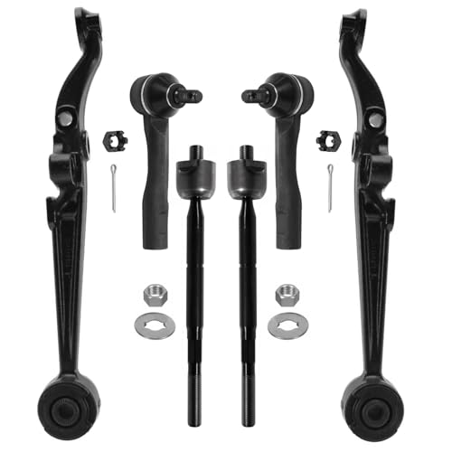 Image of Detroit Axle - 6pc Front End Control Arms Kit for 2001-2005 Lexus IS300, 2 Lower Control Arms 4 Inner Outer Tie Rod Ends 2002 2003 2004 Replacement