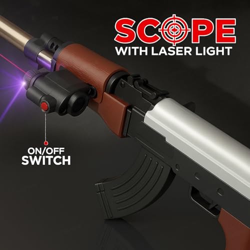 Image of Graphene 1000 Bullets AK 47 Toy Gun for Kids Boys with Laser Light 24 Inch Long Blaster Sniper Rifle Machine Ak47 BB Bullet Gun Shooting Army Pistol Police Gun Toy Not for Kids Below 14 Years