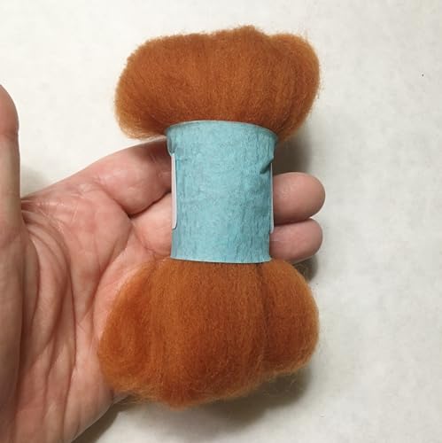 HR050-005 MOREZMORE Wool Roving for Needle Felting 5g Rust Orange Brown Merino 100% Wool Fine Grade