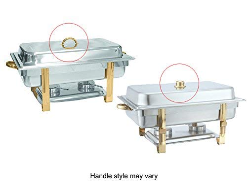 Tiger Chef 3-Pack 8 Quart Full Size Buffet Chafing Dish Set with Gold Accents and Gel Fuel Cans - Thumbnail 4