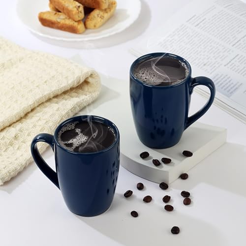 Image of CELLO Magna Mug Set | Microwave & Dishwasher Safe | Porcelain Tea, Coffee Mug Set | Chip Resistant | Ideal for Daily Use & Gifting| Set of 2 | 230ml | Navy Blue