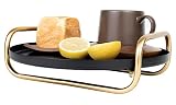 Decorative Trays - Metal Coffee Table Tray, Decorative Serving Tray with Gold Handle - Perfect for C