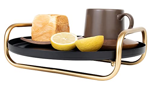 Decorative Trays - Metal Coffee Table Tray, Decorative Serving Tray With Gold Handle - Perfect For Coffee Table, Coffee Bar, Kitchen Counter, Dining Table (Black Gold) #TOP2
